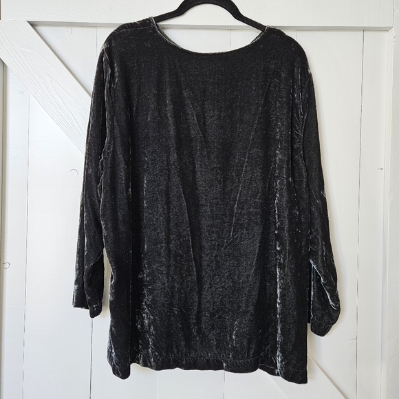 Catherine Bacon crushed velvet Boho blouse green teal whimsigoth Lagenlook M / L - Picture 6 of 8